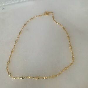 NEW HIGH END 18k Gold Plated Necklace Rhombas Links Diamond Patterned Chain  17”